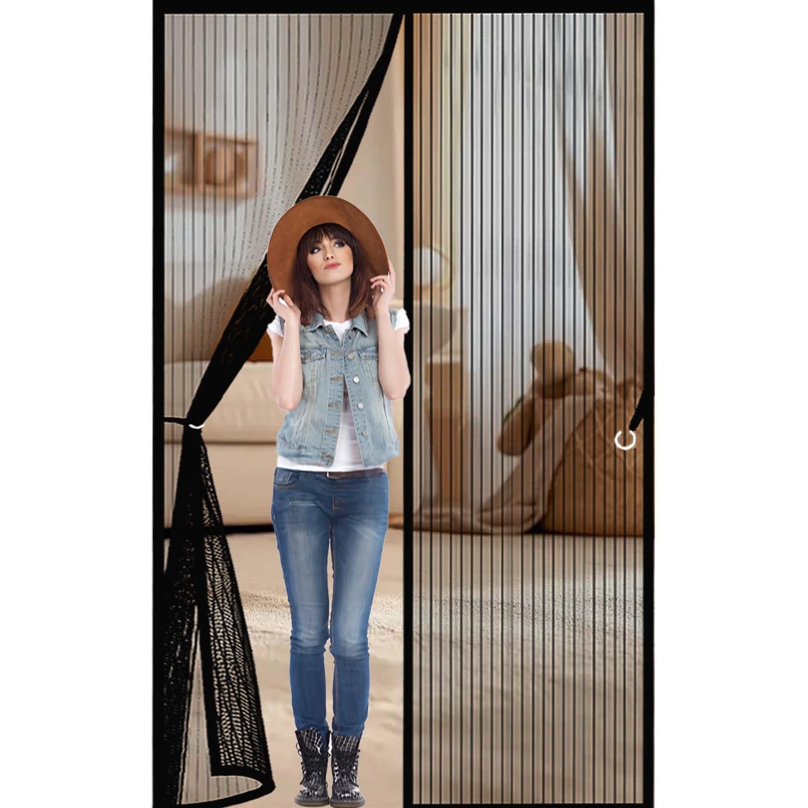 Feijdon Black Magnetic Fly Screen Door 100X210cm(Widthxhigh) Durable, Keeps Bugs Out, Kid And Pet Friendly Magnetic Door Curtains Fly Screen Lets Fresh Air In, Hundreds Of Sizes,