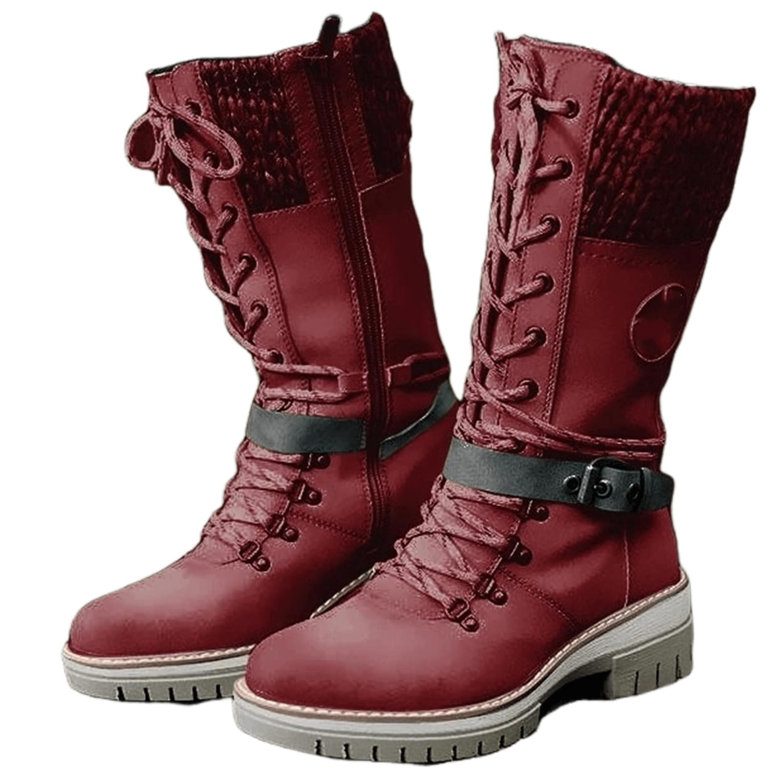 Womens Fall Boots 2025 Knee High Dress Biker Motorcycle Riding Boots Side Zipper Low Heel Fashion Western Shoes