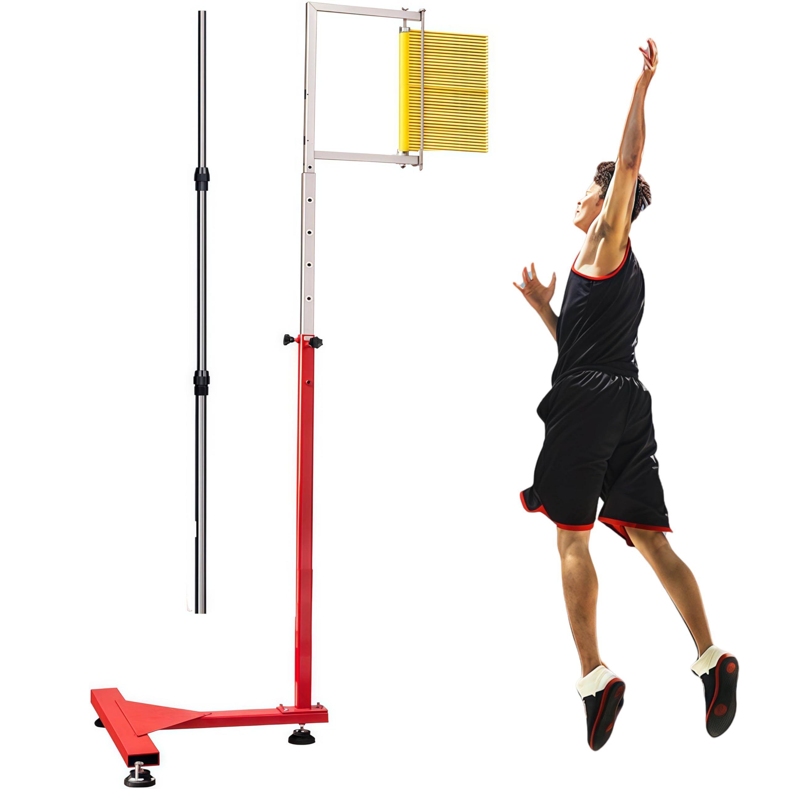 Sprungmessgerät Tester, Bodenstehender Vertikaler Sprungtester mit Teleskop-Reset-Stange für Sporttraining und Leistungsverbesserung