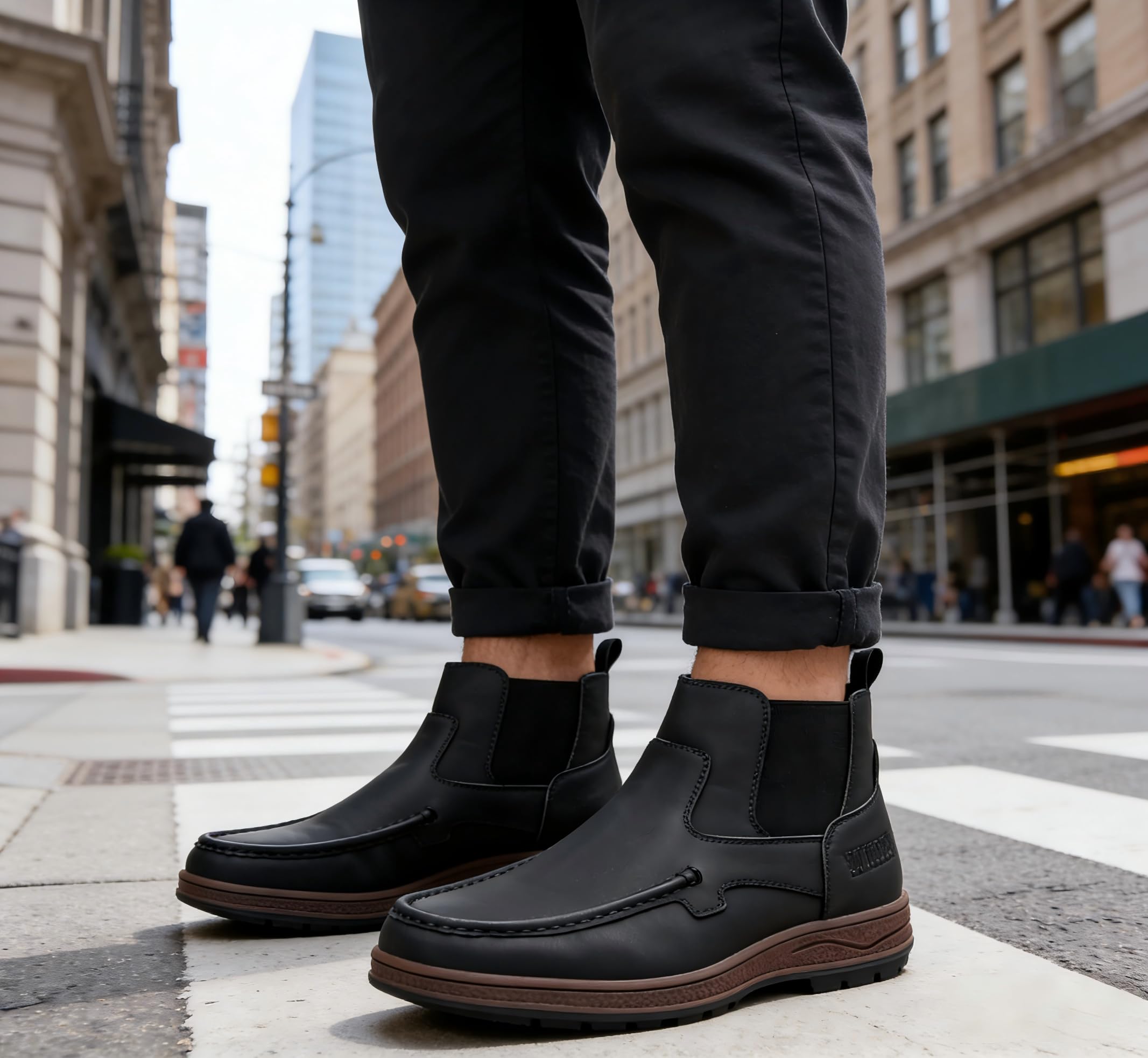 YOUTHUP Bottines Chelsea Homme Vintage Bottes Cuir PU Ankle à enfiler Boots Casual Confortable Mode Ville
