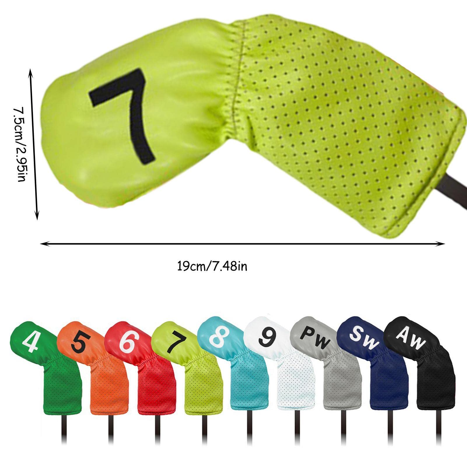 Iron Head Covers 9 housses clubs golf en fer | 9 capots clubs golf imperméables brodés en polyuréthane compatible avec la plupart des marques