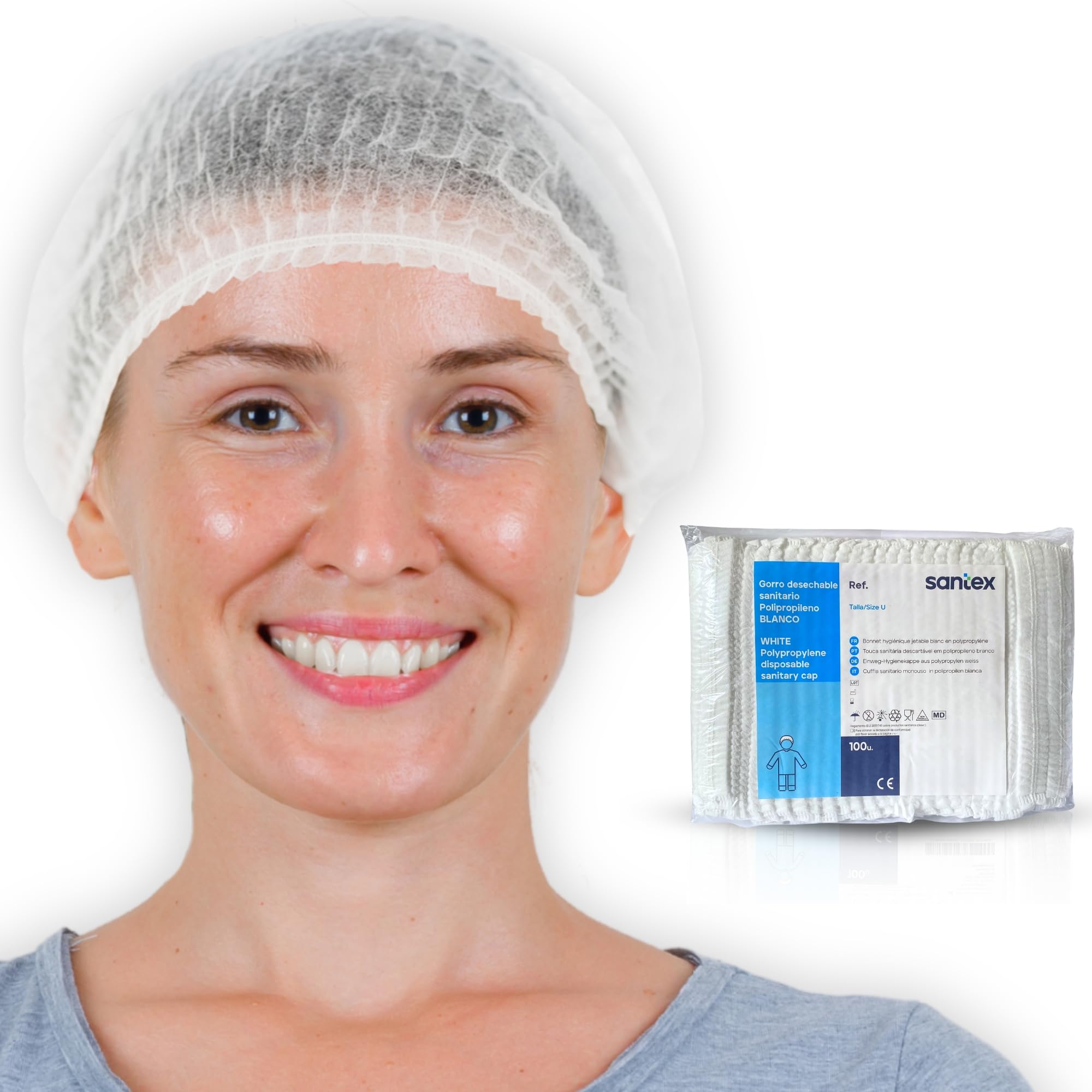 SANTEX 300 Haarnetz Küche - Hair Bonnet - SEHR KOMFORTABEL - Kopfhauben Einweg - Kochmütze - Surgical Cap PROFESSIONELL - Einwegkappen - Einmal Haarnetz - Cover Hair - Kopfnetz - Koch Haube