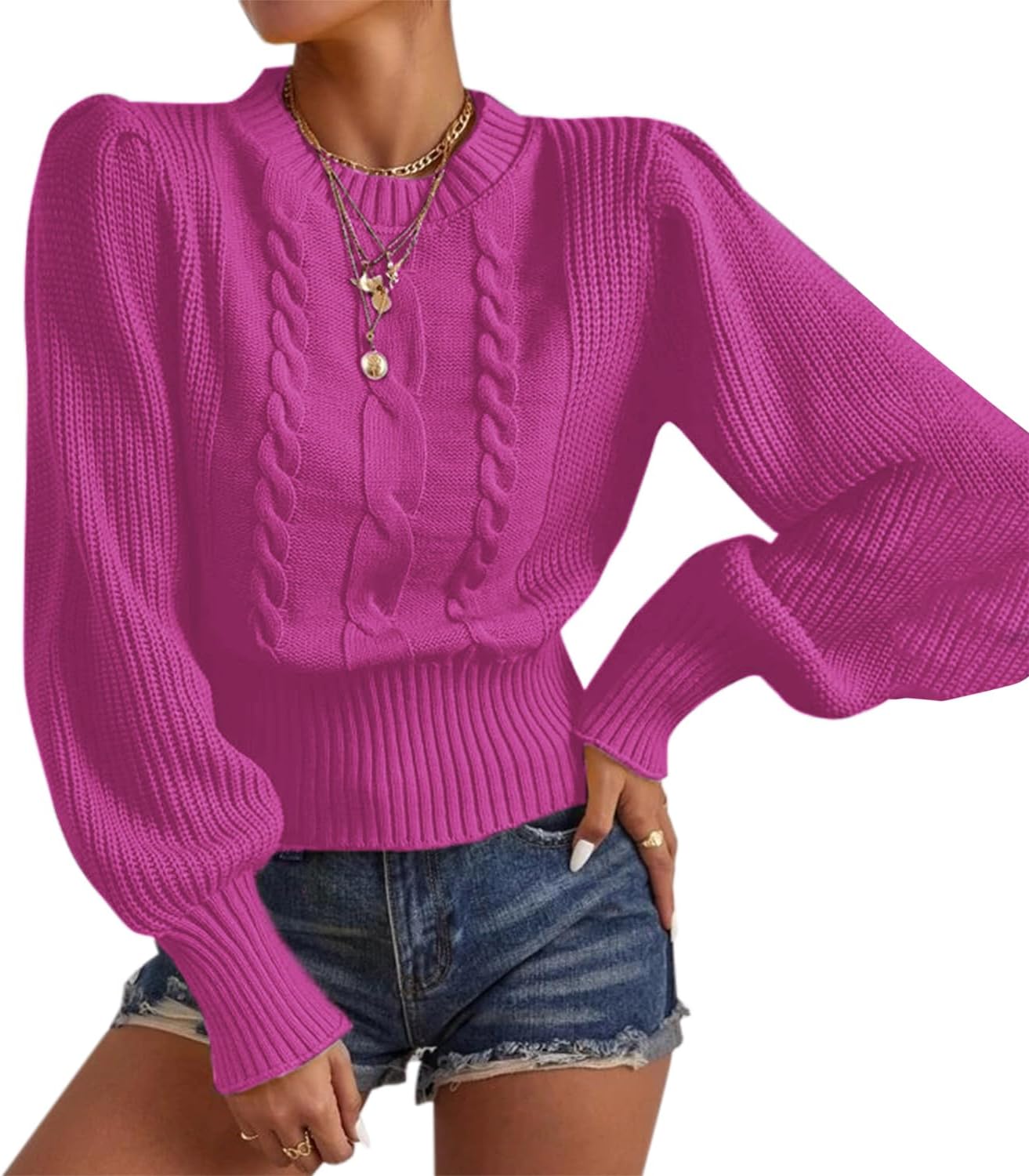 Lantern Sleeve Zaful Cropped Sweater ZAFUL Womens Cropped