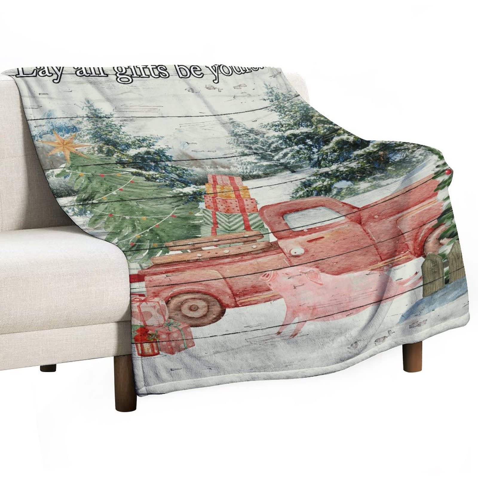 Couverture personnalisée photo et texte plaid de Noël camion rouge