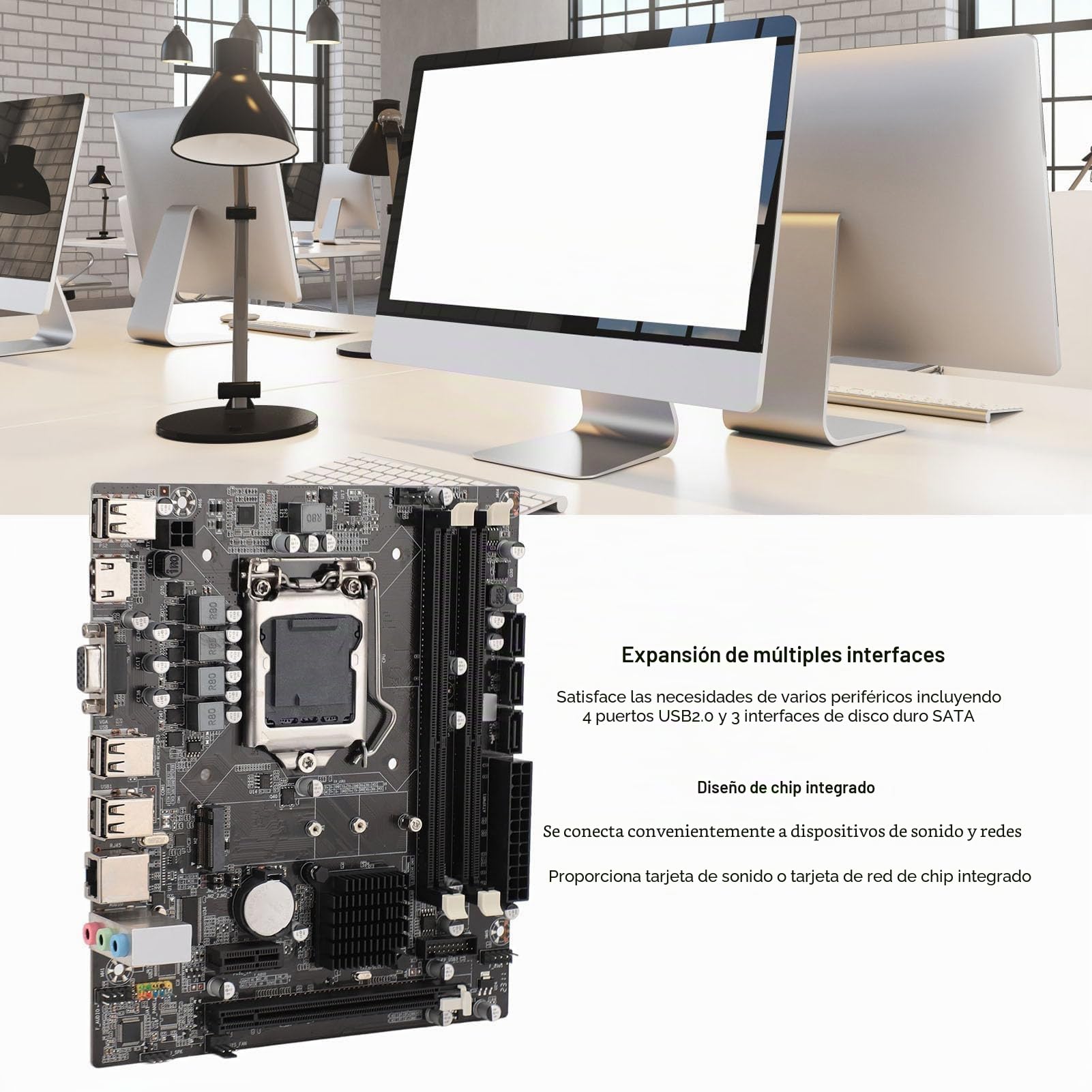 Dpofirs Placa Base H55 LGA 1156, para Core Generation I3 I5 I7, Placa Base de Servidor de PC, 2 × DDR3, Ranura para Tarjeta Gráfica PCIE X16, Placa Base de Computadora para Juegos
