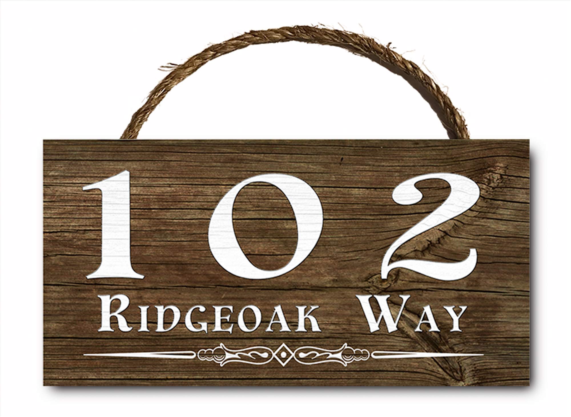 Compass Graphic Arts Personalized Custom House Street Address Name Numbers Hanging Wood Plaque Wall Sign 12x6