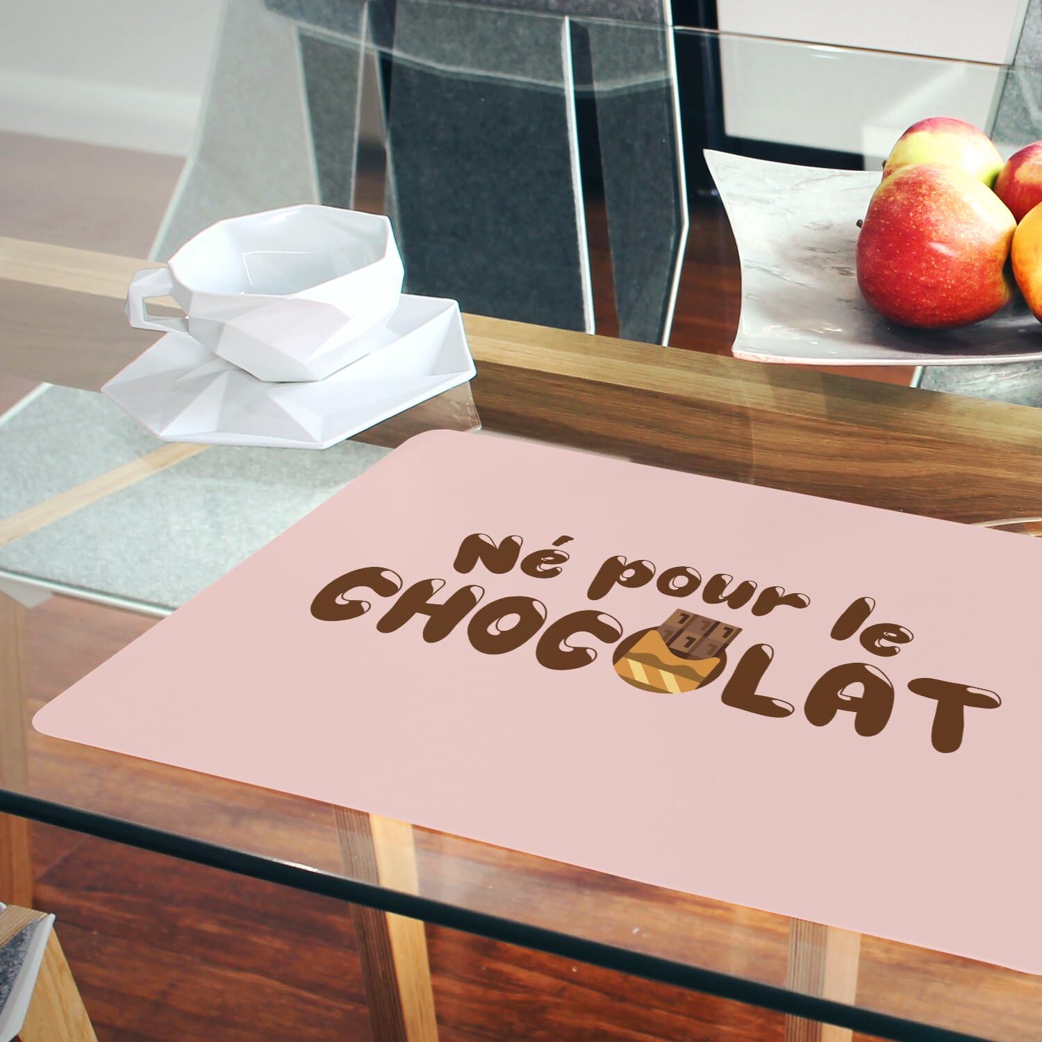 Set van 4 placemats kurk, roze, ik word niet oud, ik neem waarde humor papa opa - groot formaat 39,5 x 28,5 cm