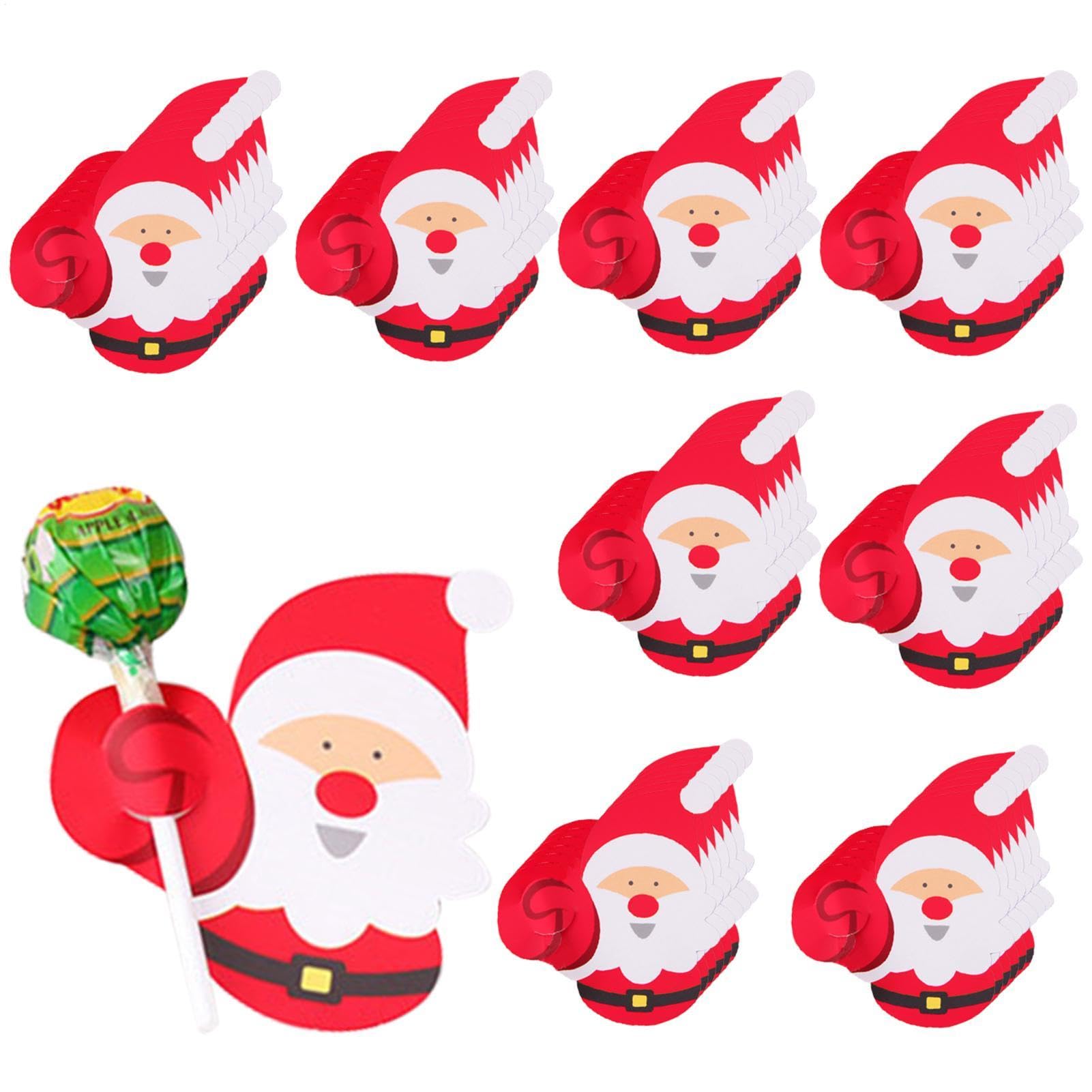 Soporte para tarjetas de Navidad, paquete de 50 tarjetas de para caramelos de azúcar | Decoraciones de embalaje de piruletas