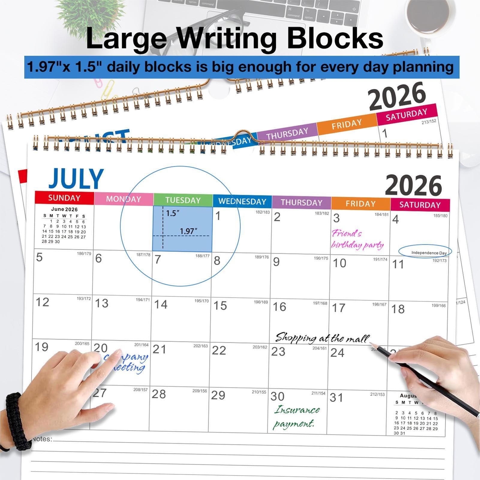Wandkalender 2026-2027 Planer Von Juli 2026 Bis Dezember 2027 | 18-Monats-Familienkalender Geeignet für Ihre Terminplanung, Organisation, Planung und Terminkoordination Ihrer Termine
