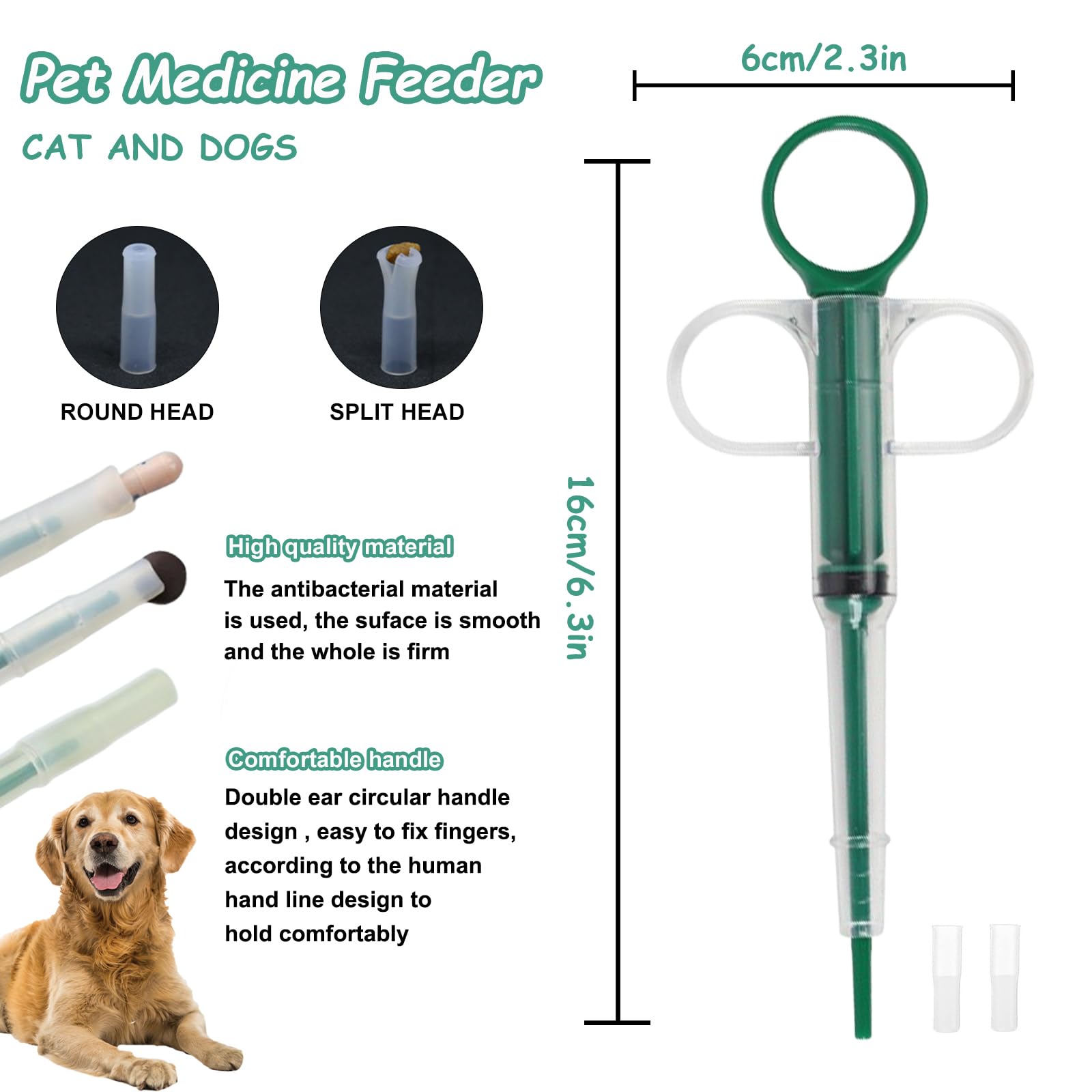 Duuclume 2 Pcs Pets Pill Shooter & Pill Crusher and Cutter,Pet Piller Gun for Tablets Medical Feeding Dispenser Soft Tip Syringe for Cats & Dogs - Image 2