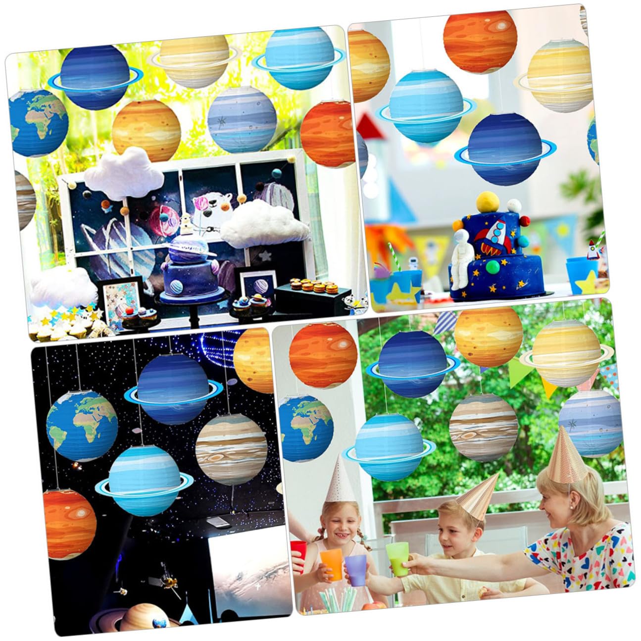 Housoutil 8 Stück Papierlaternen Planeten Motiv Hängende Dekoration für Kinderzimmer Weltraum Party Mehrfarbig Langlebig und Reißfest