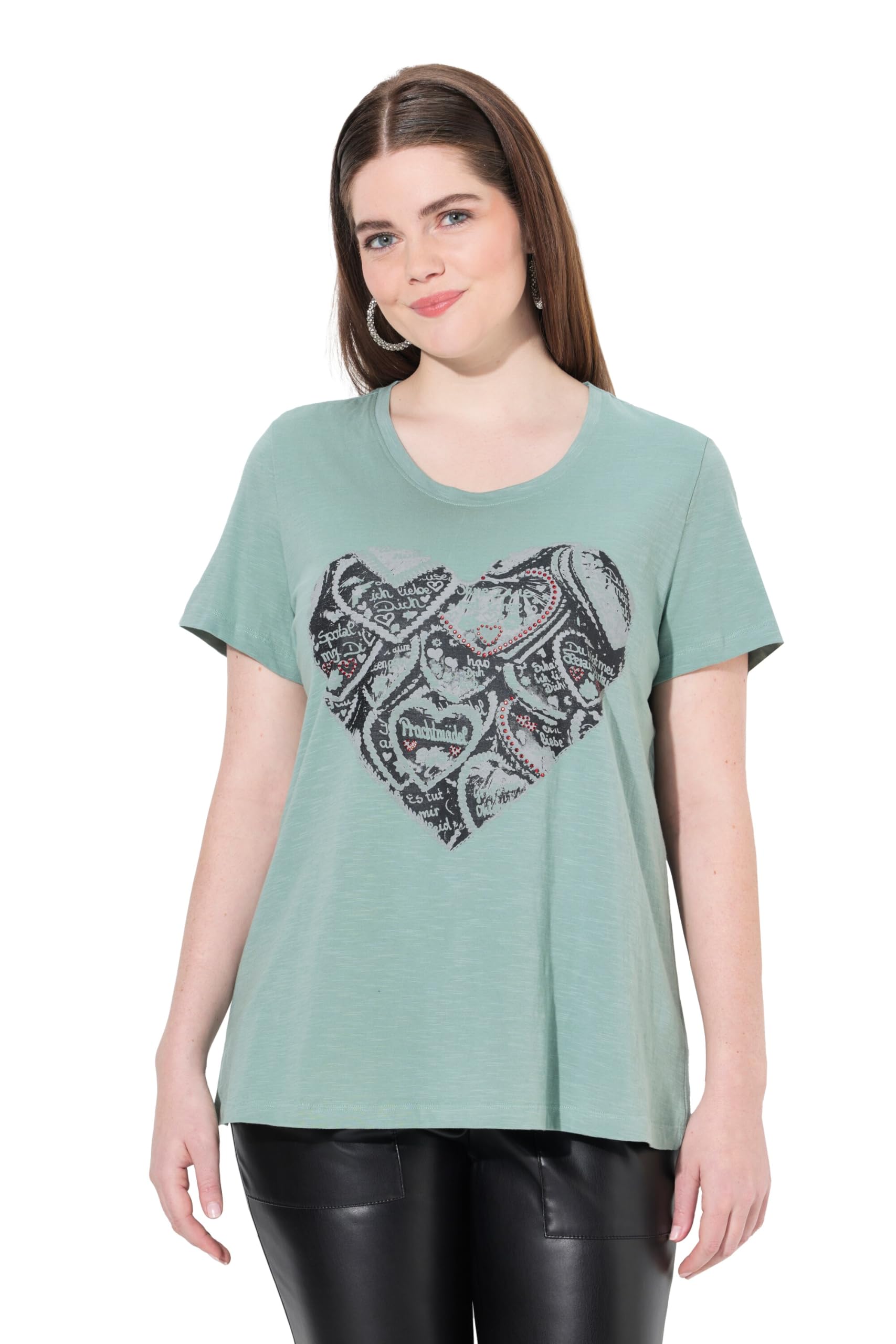 Ulla Popken Damen große Größen Übergrößen Plus Size T-Shirt, Trachtenmotiv, Classic, Rundhals, Halbarm 840677