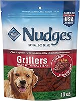 Blue Buffalo Nudges Grillers Natural Dog Treats Steak - Real Meat First, Tender Grilled Texture, 10oz Bag