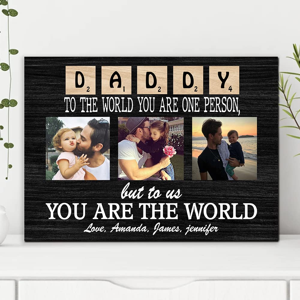 Cornice In Legno Personalizzata CustomGiftsNow – Incisione Laser 'To The World You're One Person But To Us You Are The World' – Formato 12,7x17,8 Cm Orizzontale