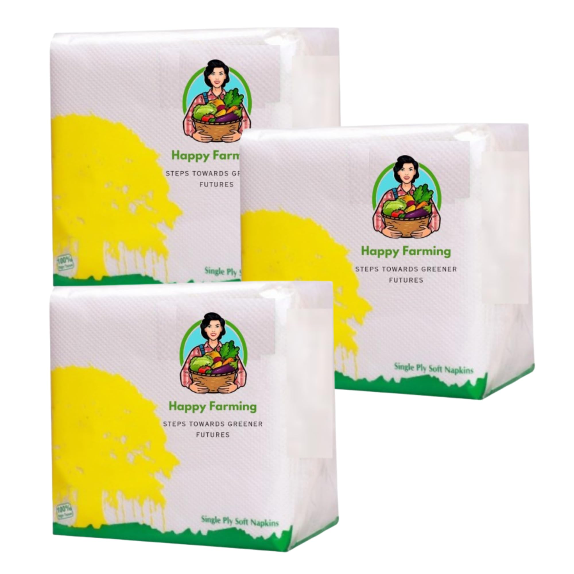 Happy Farming 1 Ply Tissue Paper Napkin 300 pulls|100 Pulls X 3 packs |100% Natural Virgin | Biodegradable Tissues | Table Tissue Napkins (3) (B0DCPPD8F2) Amazon Price History, Amazon Price Tracker