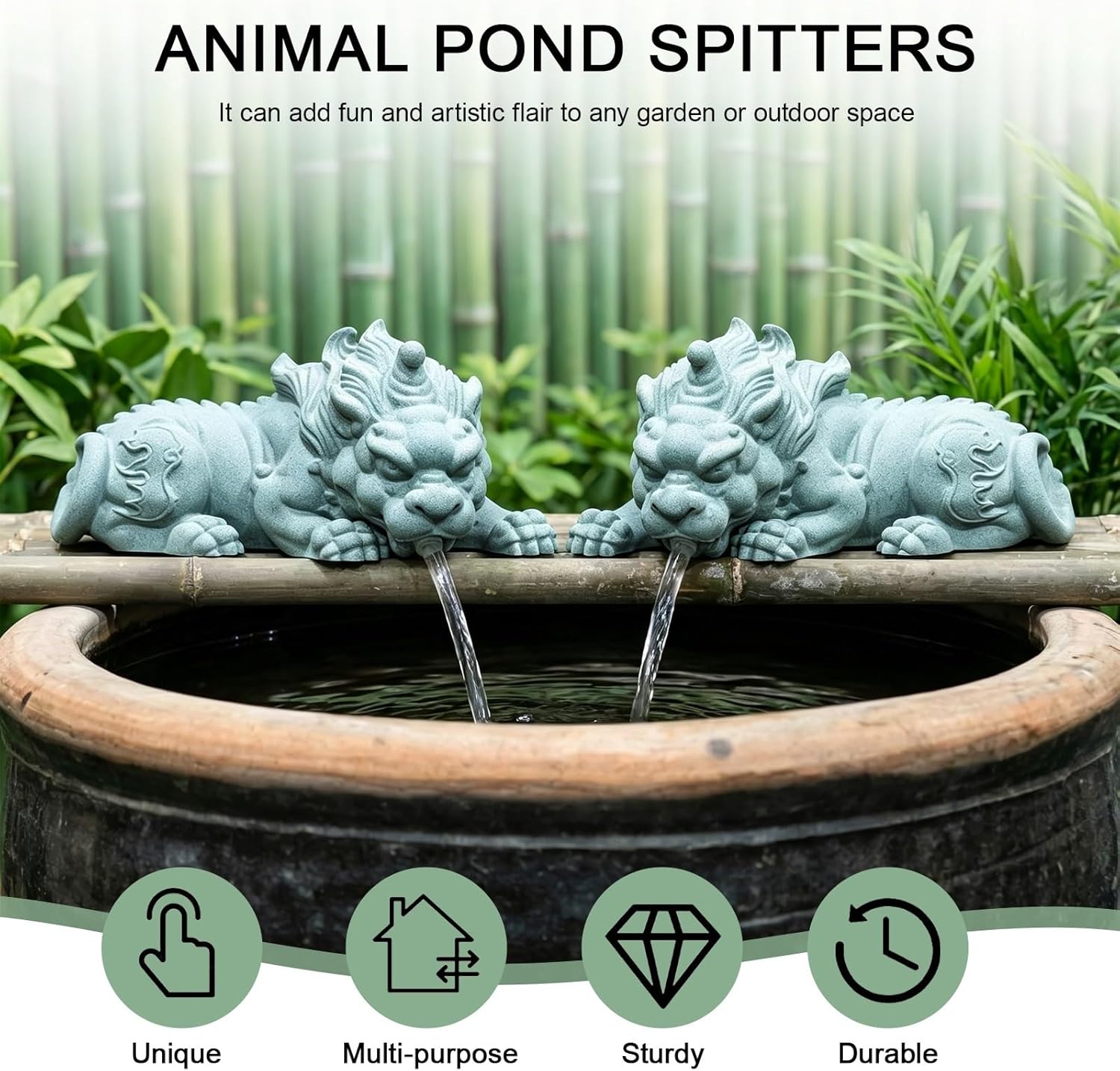 Garden Decor Koi Pond Spitter, Animal Pond Fountains, Fish Pond Water Circulation Outlet Landscaping, Feature Statue for Garden, Yard, Lawn(26 * 13 * 12cm/10.2 * 5.1 * 4.7in)