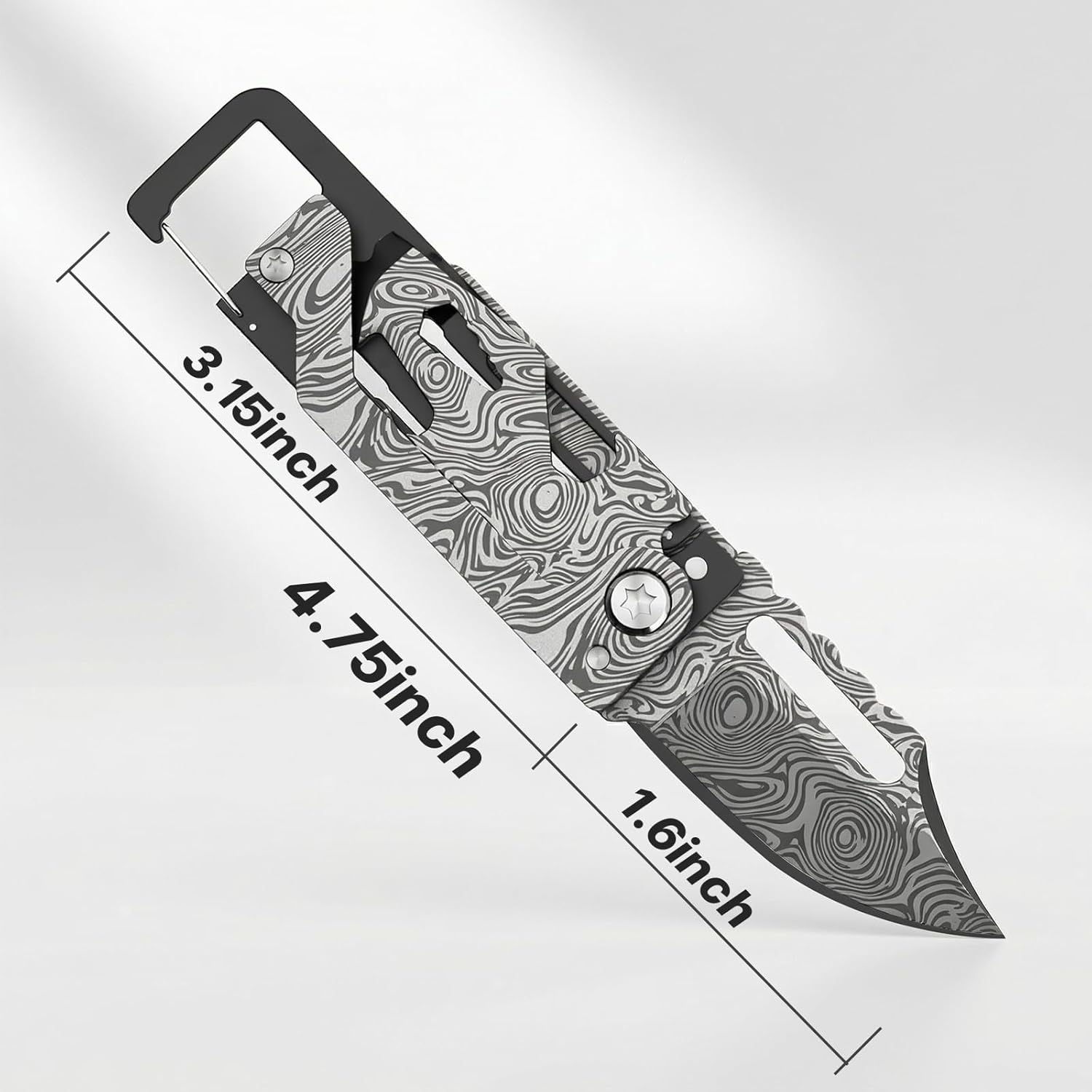 9 in 1 Small Multitool Pocket Knife for Men, 5Cr13MoV Blade Folding Knife With Box Cutter, Bottle Opener, Survival Gear for Camping Hiking,Gifts for Men Stocking Stuffers Gifts for Him and Her(gray)