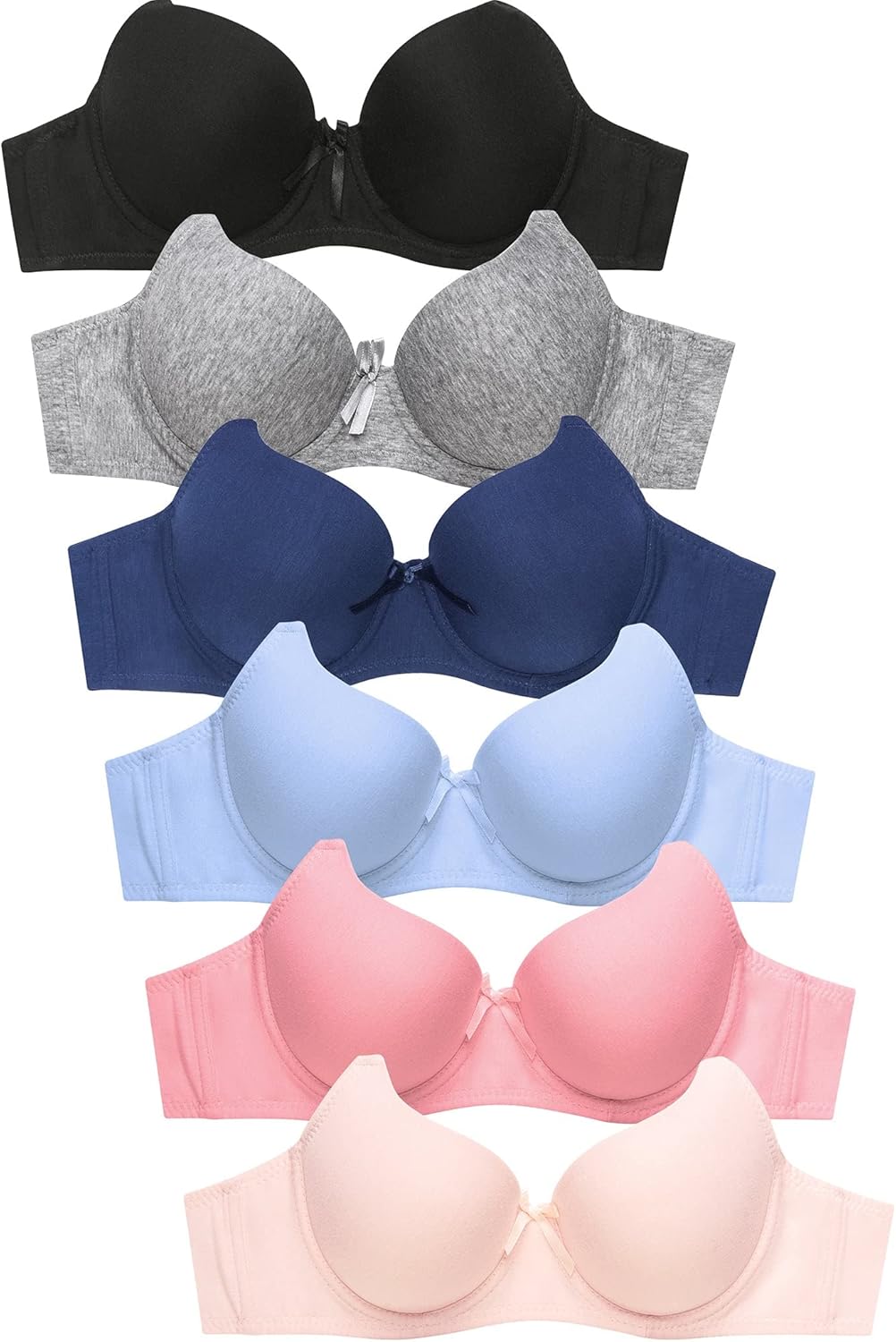 Mamia Women's Basic Plain Bras, Pack of 6