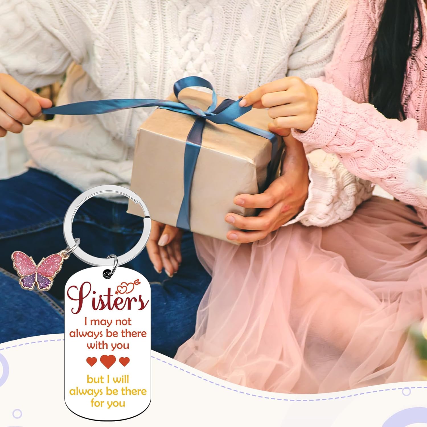 Sister Birthday Keychain Friends Moving Away Present Sisters Gifts from Sisters Graduation Gift for Bff Bestie Best Friends Keychain for Women Christmas Wedding Leaving Present for Women Friend - Image 6