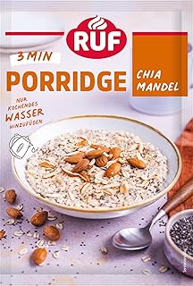 RUF Porridge Chia Mandel, Instant Haferbrei mit Chiasamen und Mandeln, das Superfood fürs Büro, nach dem Workout oder Zwischendurch, 1 x 65g Beutel
