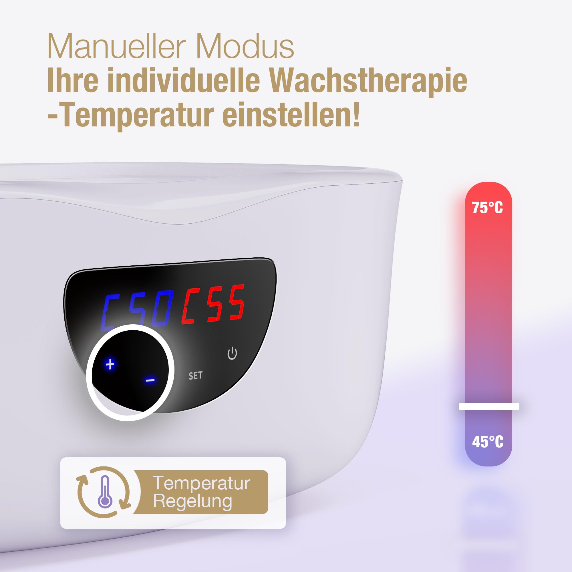 Paraffinbad für Hände und Füße 4L, Paraffin Wachsbad Maschine mit Auto-Modus, Präzisions-Temperatur & schnelles Schmelzen für Paraffinbäder (Schneeweiß)