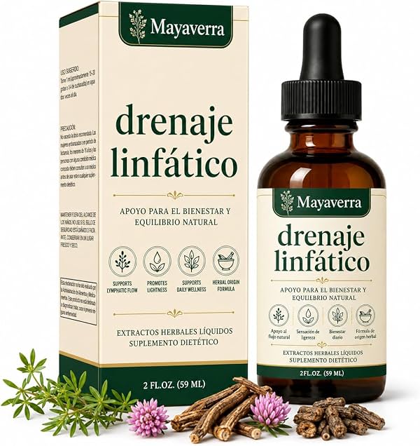MAYAVERRA Gotas de Drenaje Linfático, Fórmula de 4 Botánicos para Apoyar el Equilibrio Normal de Líquidos, Confort Diario y una Sensación Ligera y Refrescante Gotas 2 Fl Oz (Paquete de 1)