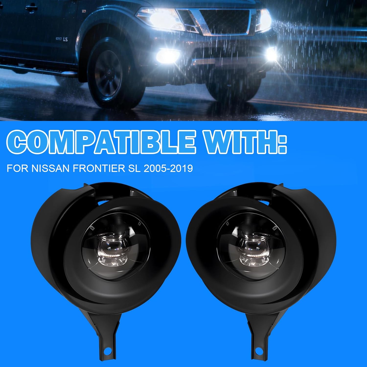 LED Fog Lights Compatible with 2005-2019 Nissan Frontier SL Fog Lamps Assemblies w/Switch and Wiring Harness