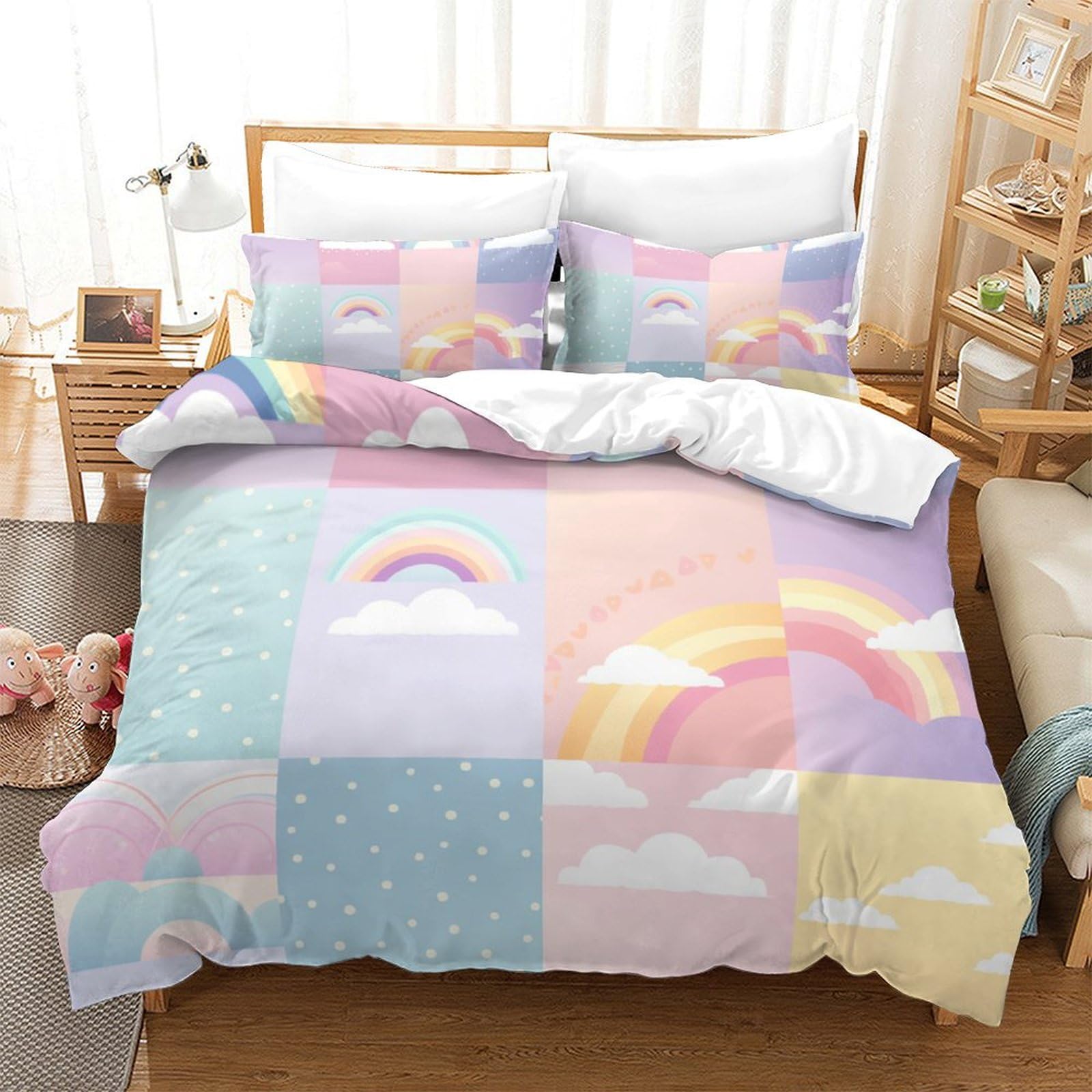 Housse de couette moderne super king pour chambre adulte Le Rainbow Doux