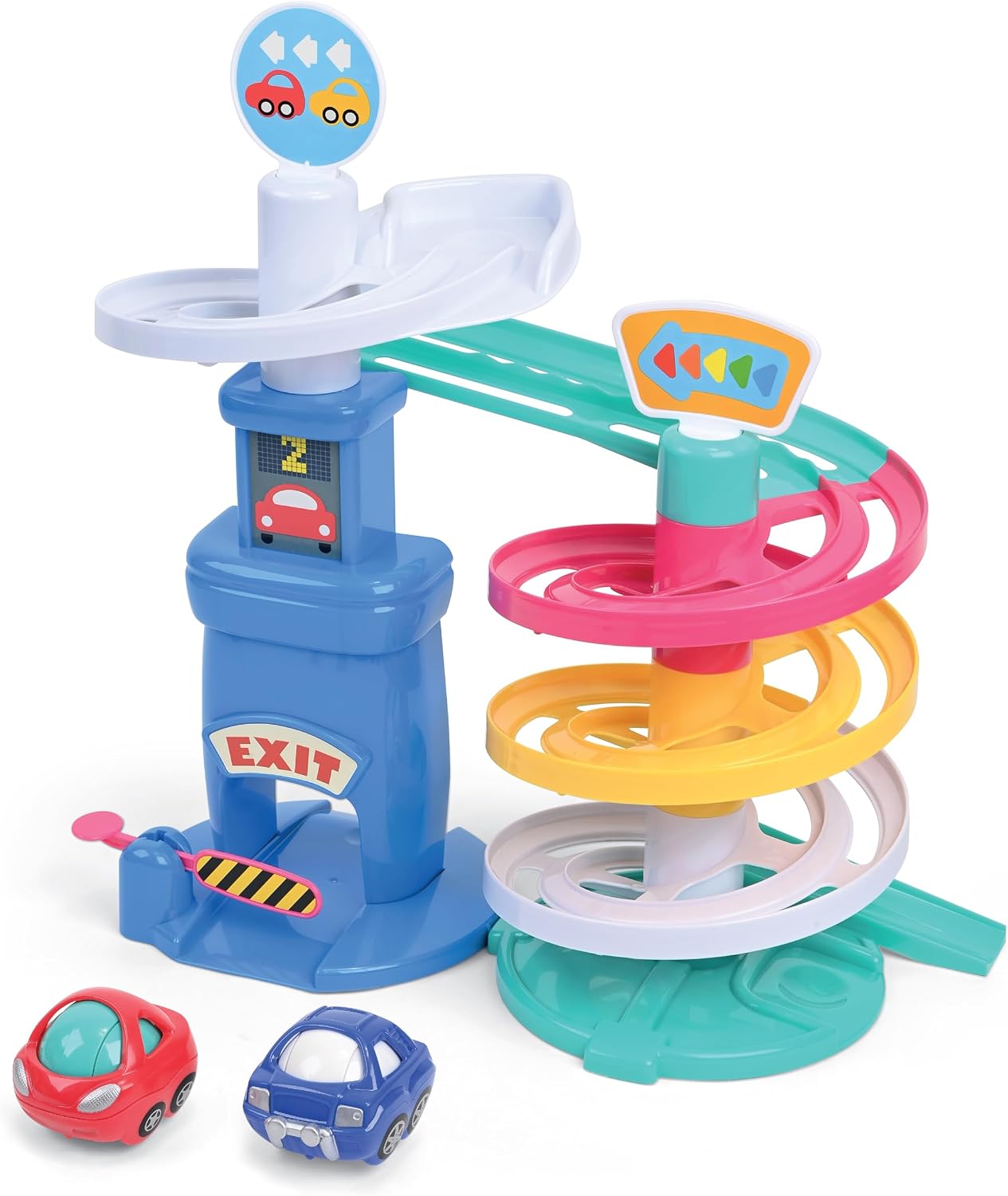 Kidoozie Park 'n Roll Garage - 4-Story Spiral Ramp Parking Fun for Toddlers 18+ Months!