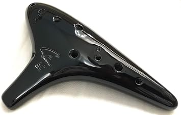 Alto C 12 Holes Ceramic Ocarina - Easy to Learn, Good for Beginner & Great Gift. Linns Arts! BLACK