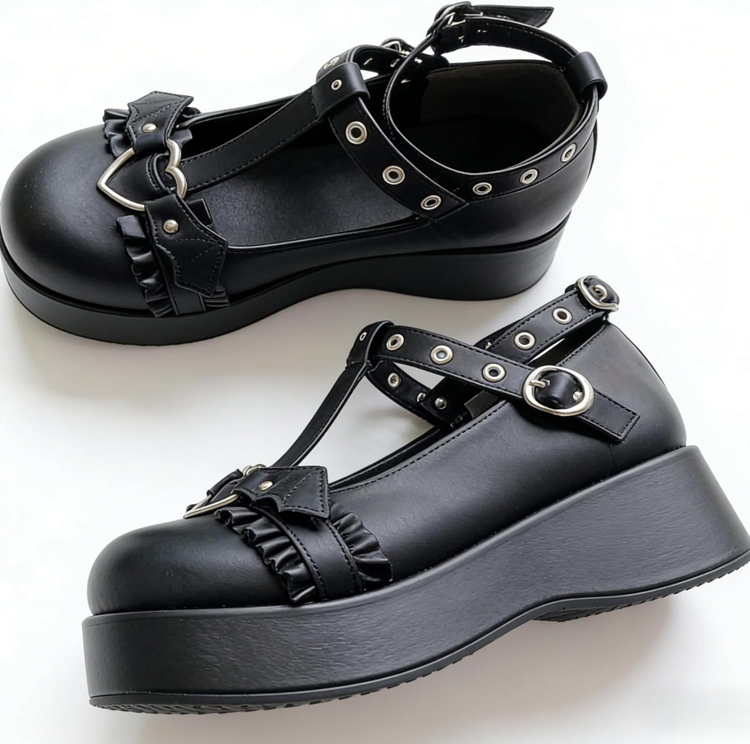 CELNEPHO Mary Jane Shoes Women Cute Ankle Strap Platform Wedge High Heel Pumps Gothic Party Dress Shoes for Women