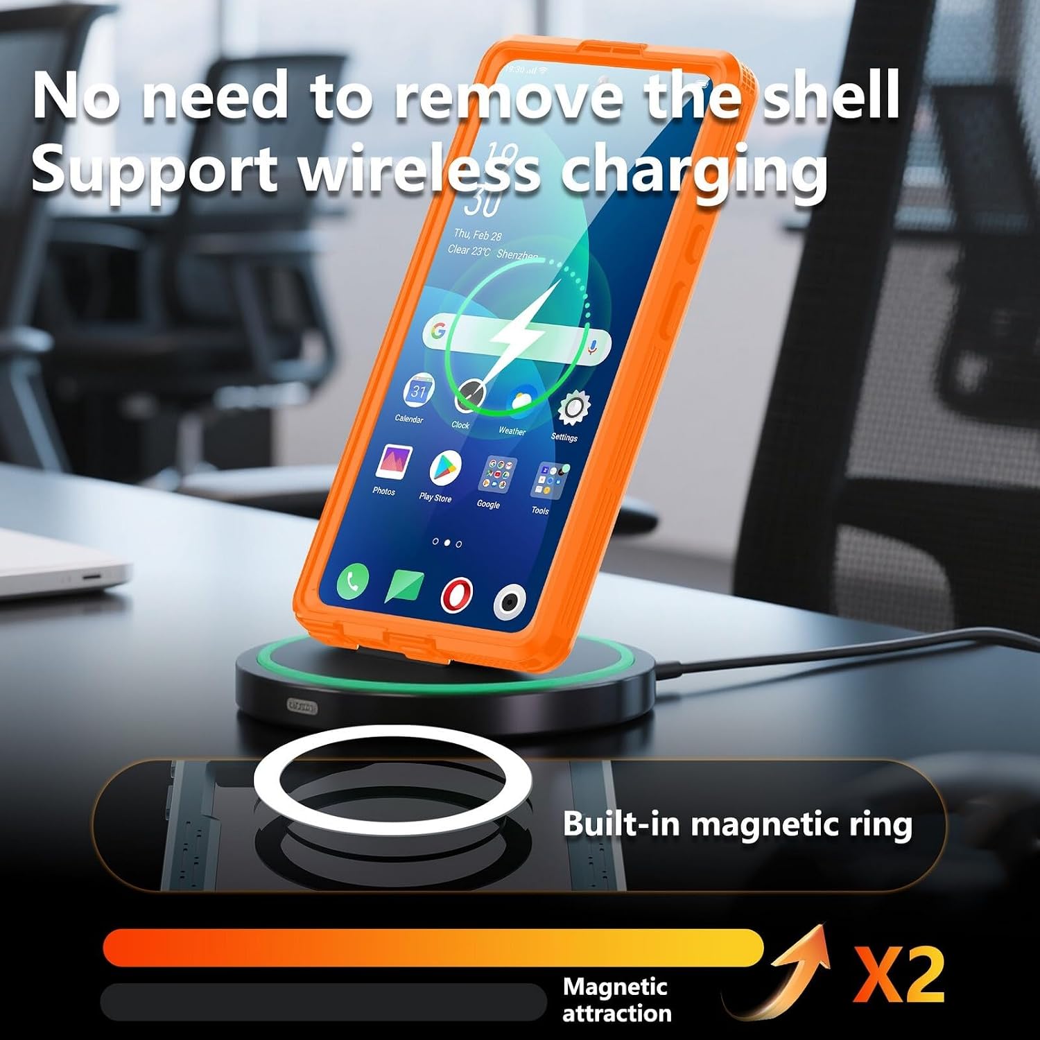 Omio for Galaxy S26 Ultra Waterproof Case Compatible with MagSafe, Magnetic Waterproof Full Body IP68 Underwater Case Built-in Screen Protector Military Grade Shockproof Case for Men Women Orange