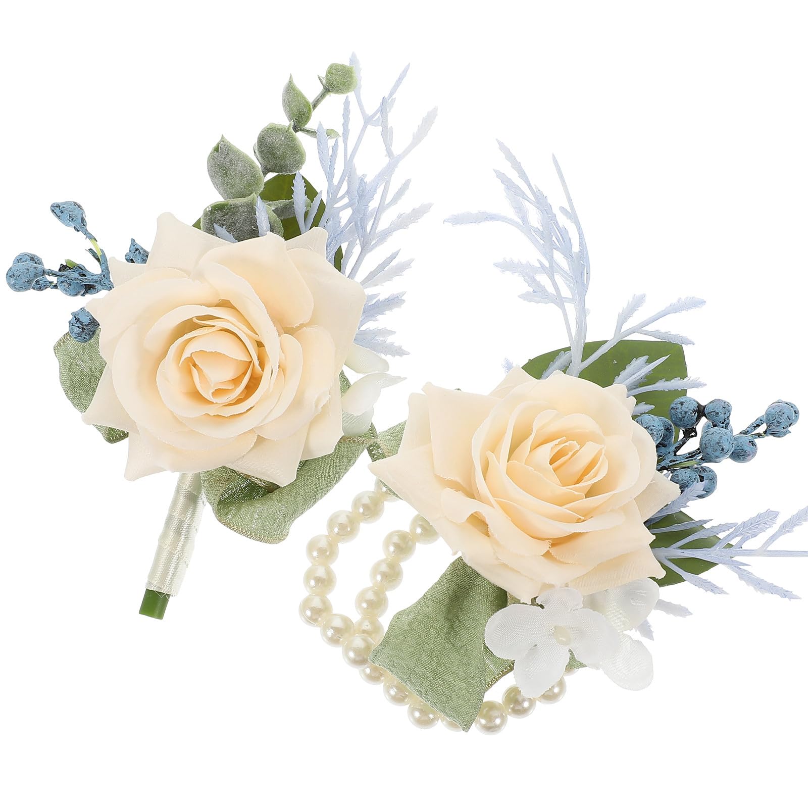 Ramillete de flores artificiales beige para lucir en bodas de playa y cumpleaños