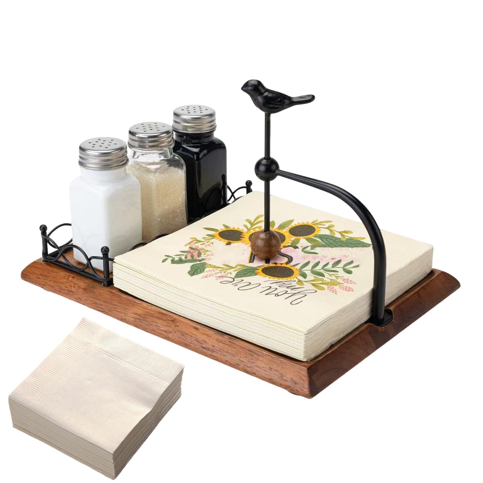 Porte-serviettes rustique en bois massif sculpté pour table raffinée