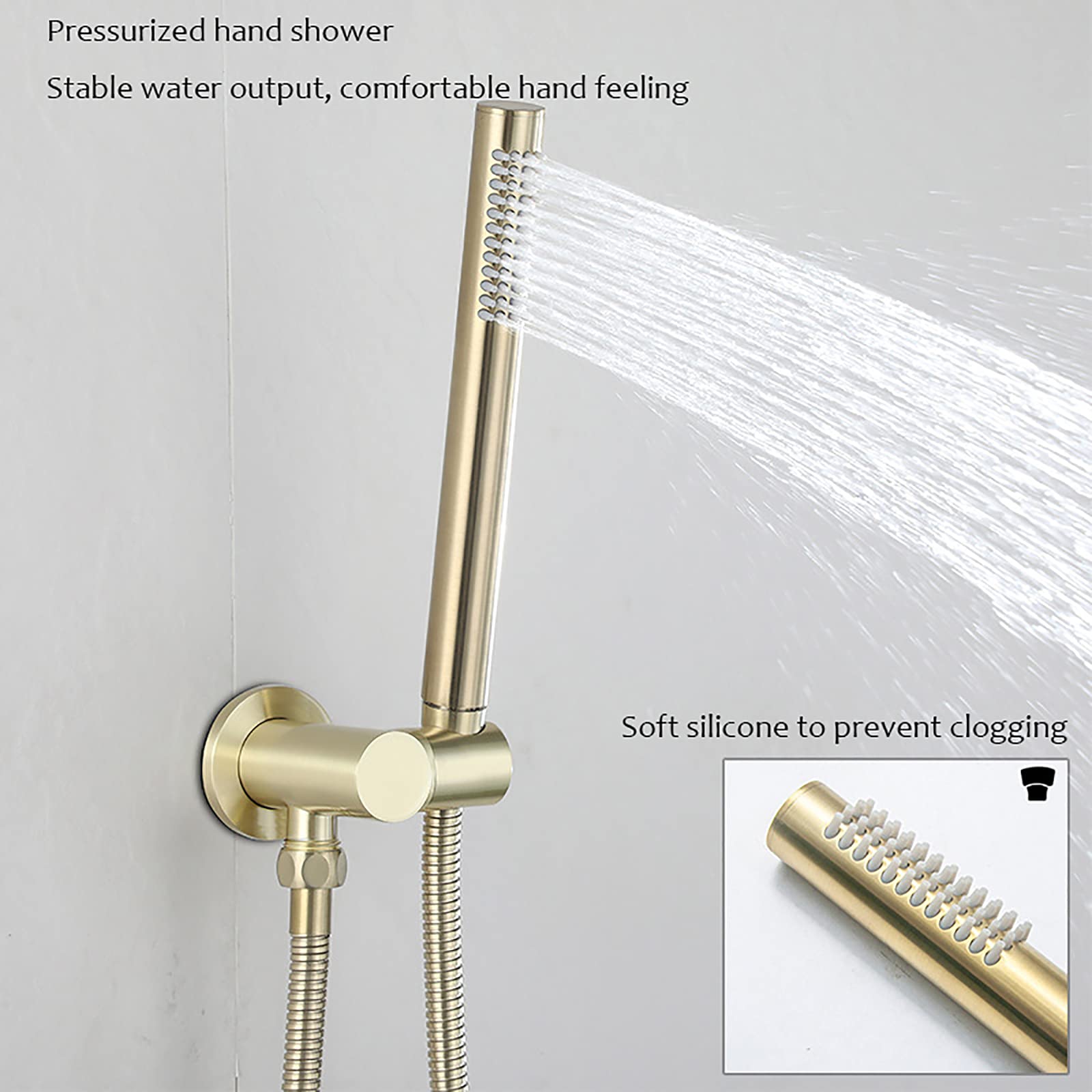 Shamanda Duscharmatur-Set In Gebürstetem Gold Mit Wannenauslauf & Handbrause – Komplettset Für Badewanne Und Dusche