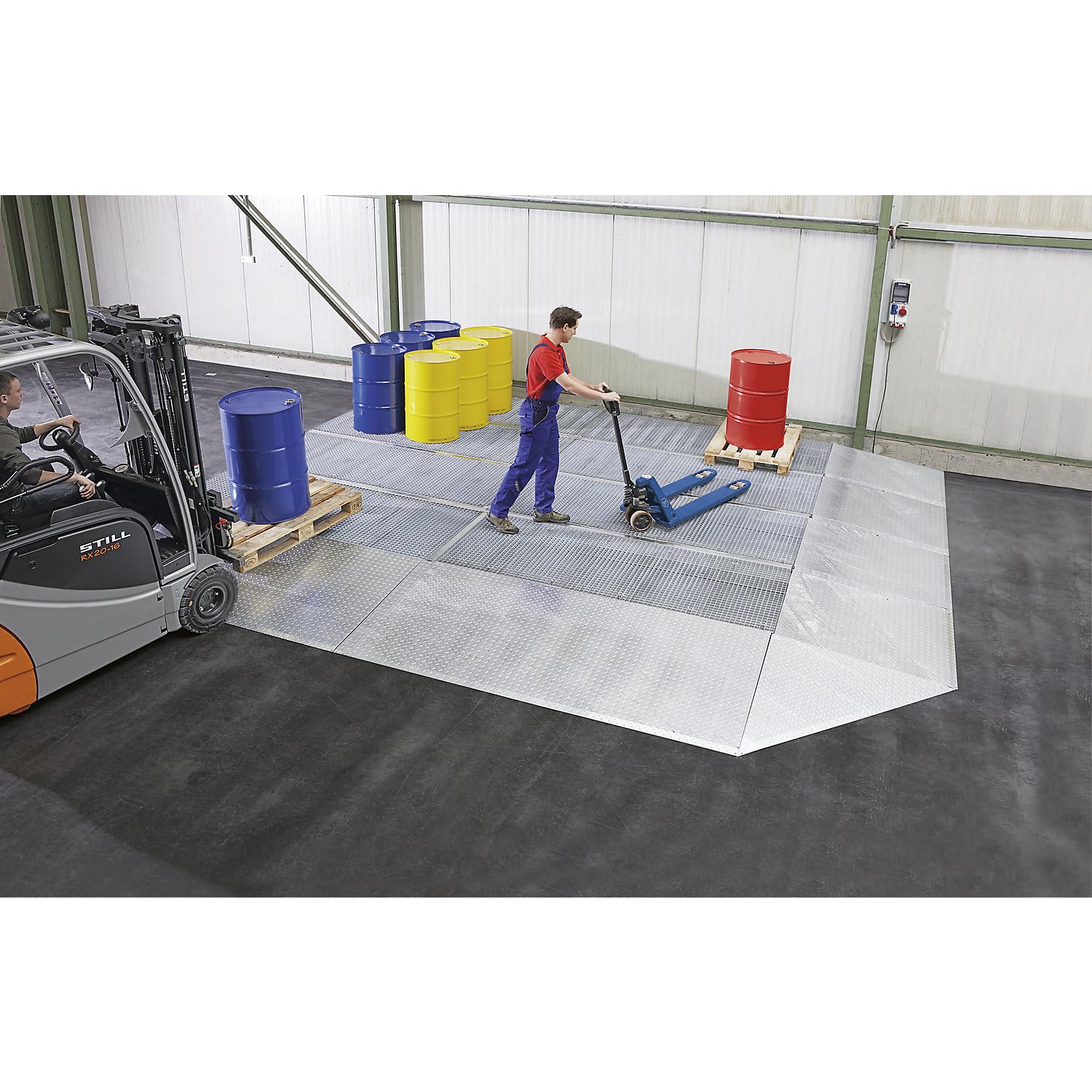 Certeo - Cubeta plana hecha de acero galvanizado - ancho 500 mm, capacidad de 85 l - bandejas de palets levellers rampa niveladores palet sumideros de almacenamiento y estaciones de toma de bandejas de recogida bandejas planas bandejas levellers bandejas