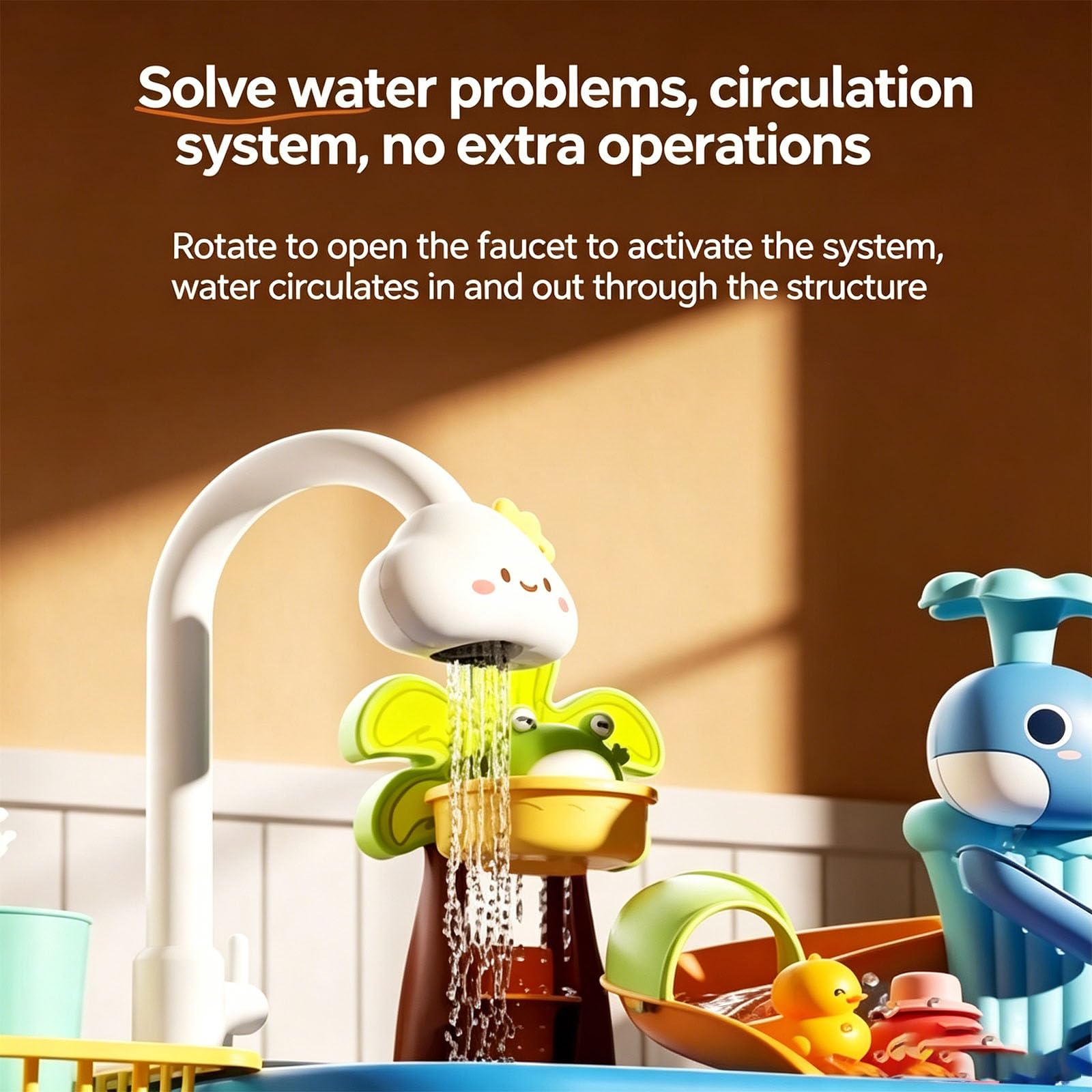 Pädagogisches Wasseraktivitätszentrum für mit simuliertem Waschbecken und lustigem Angelzubehör Interaktive Rollenspielküche