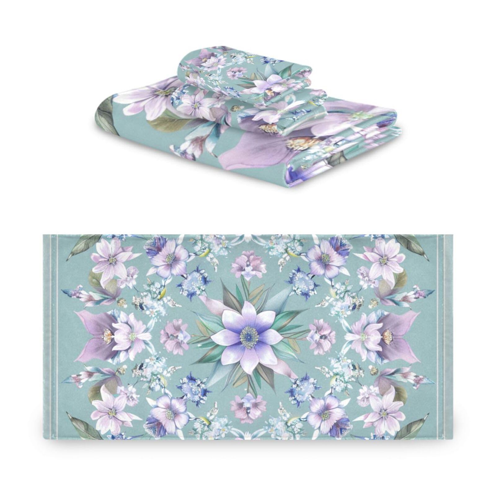 Foget Me Not Flower - Set di 3 asciugamani per il viso ad asciugatura rapida, 1 asciugamano da bagno, 1 asciugamano per le mani, 1 panno per yoga, bagno e cucina