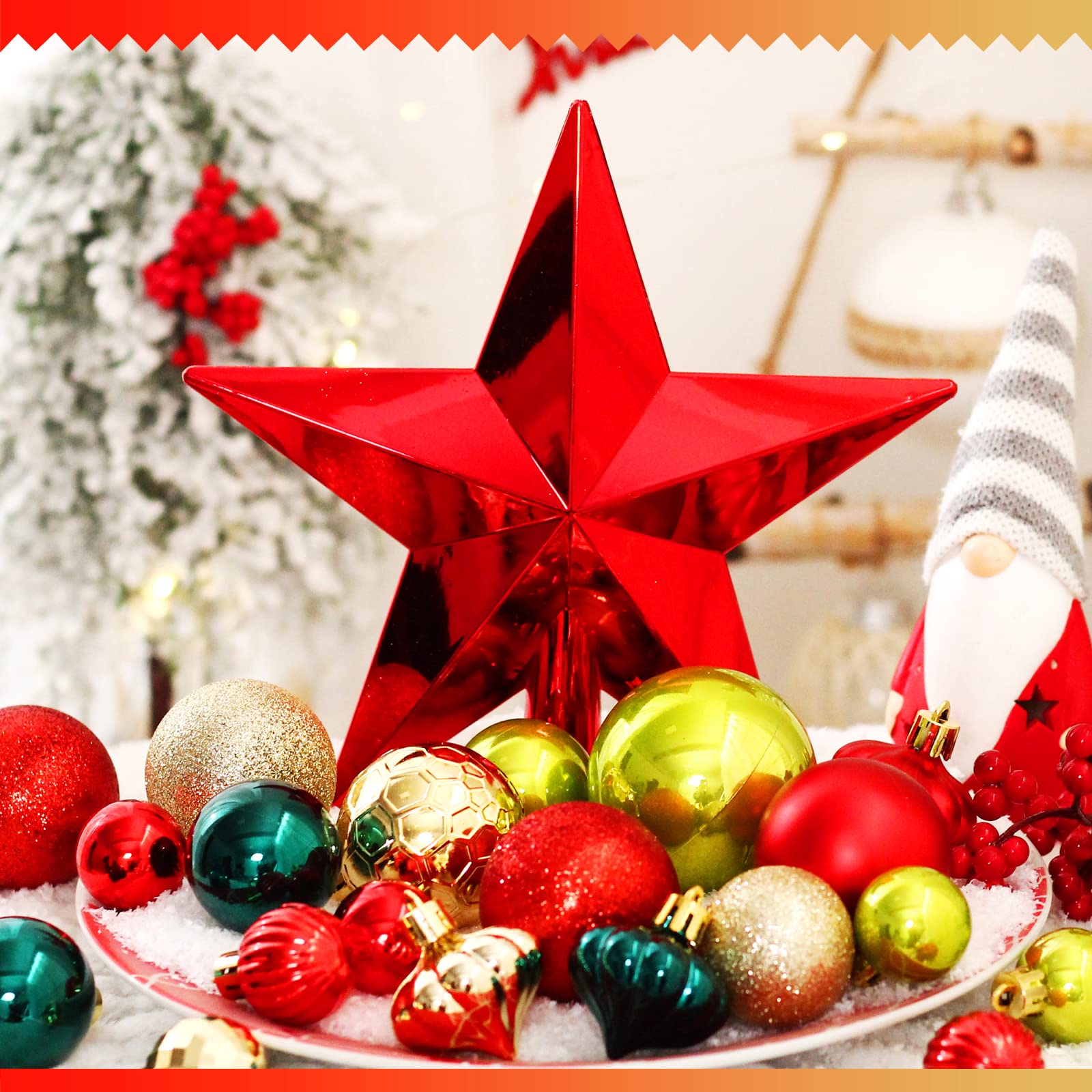 Adornos de bola de Navidad, paquete de 52 bolas de árbol de Navidad inastillables para guirnalda de corona de Navidad, decoración de fiesta de boda