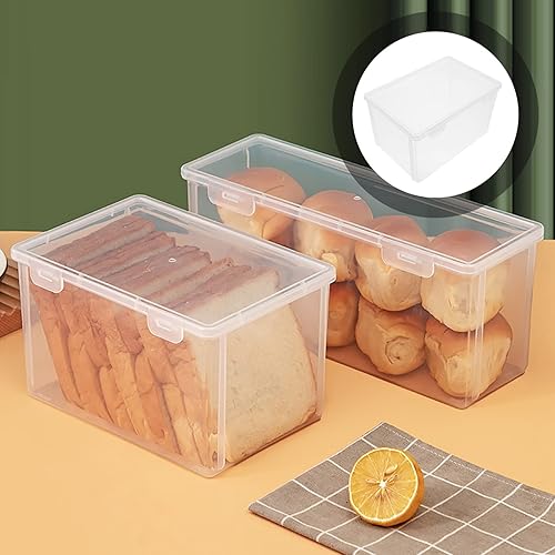 Miniatura 2 de UPKOCH Contenedor de pan hermético para almacenamiento de pan, caja de tostadas, dispensador de pan y pasteles, dispensador de ahorro transparente,