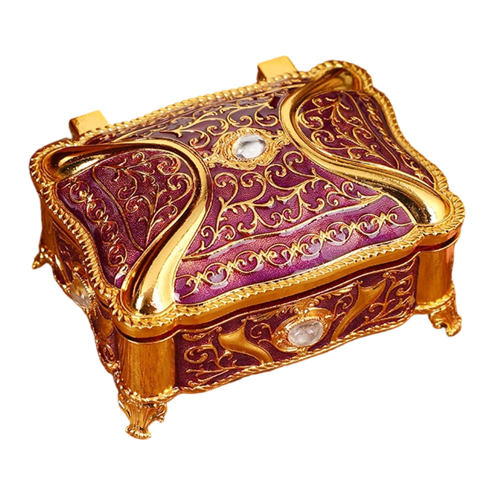 TQUXNGA Sturdy Alloy Jewelry Storage Box Featuring Enameled Floral Pattern Elegant Jewelry Display Case