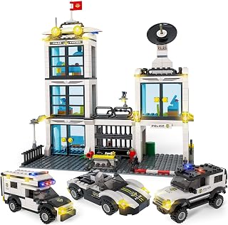 City Police Station Building Kit, Police Car Toy, City Police Sets, with Escort Car, Prison Van, Cruiser, Best Learning & Roleplay STEM Toys Gift for Boys and Girls 6-12 (736 Pieces)