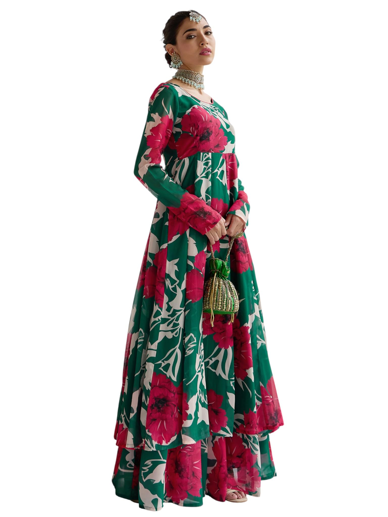 Women Floral Anarkali Kurta-image-1