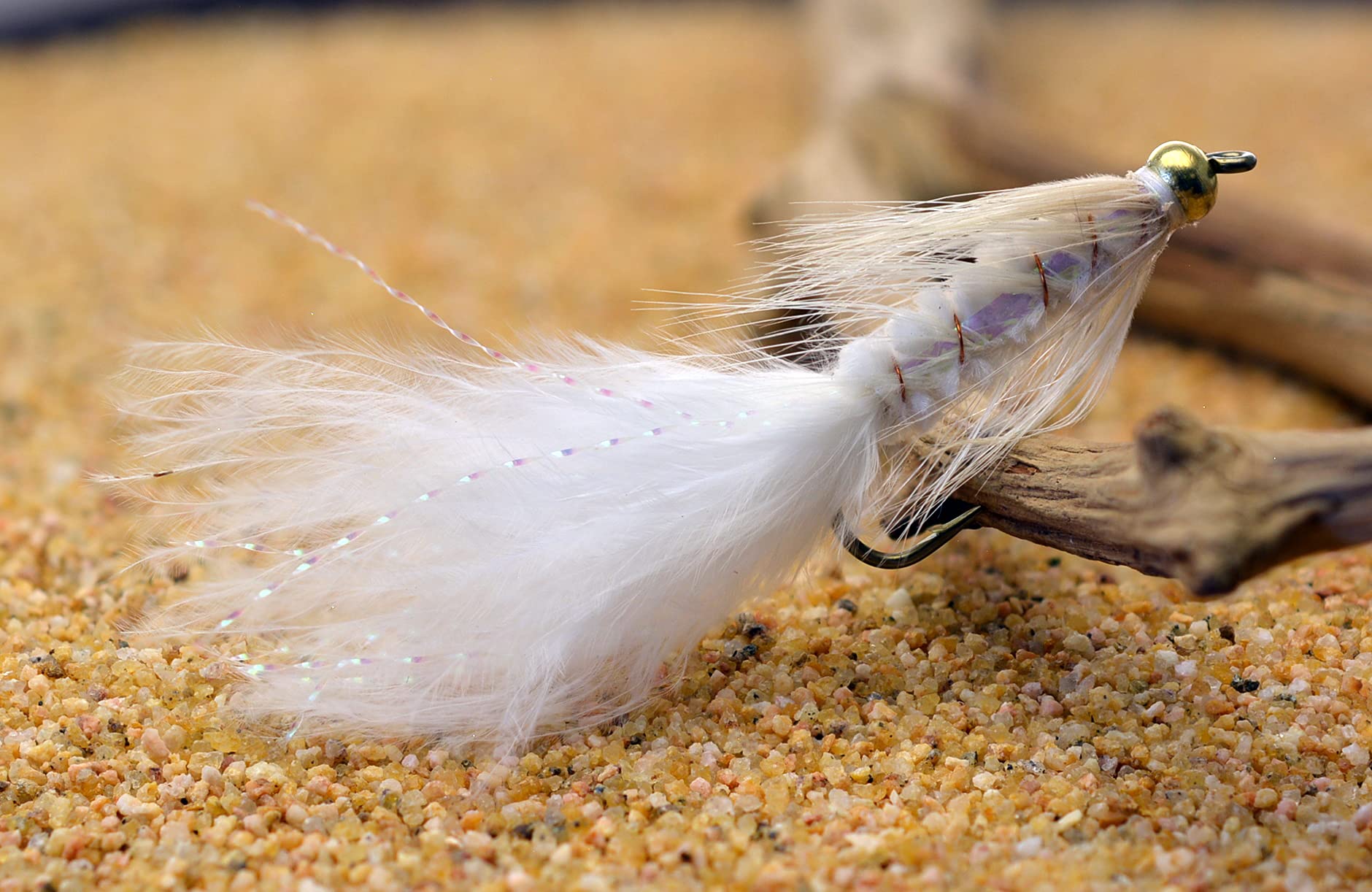 Weighted Bead Head Woolly Bugger White Streamer Fly w/Flash Tied on Mustad Signature Hooks - 12 Flies