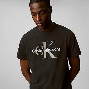 Calvin Klein Mens Monogram Logo Crewneck T-Shirt