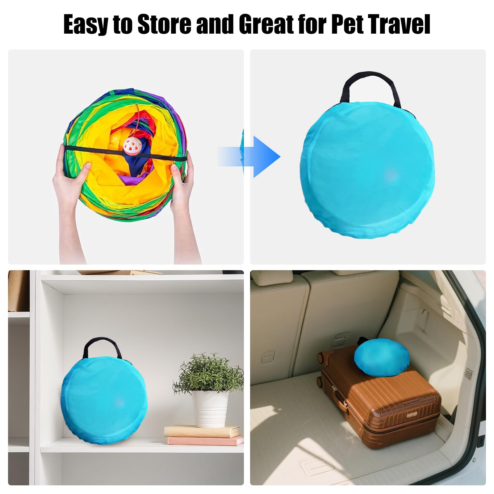 Bemodst Tunnel pour Chat d'intérieur, 2 Voies, 3 Voies, 4 Voies, 5 Voies, 5 Voies, Tubes et Tunnels Pliables en Forme de S pour Petits Animaux, Labyrinthe interactif pour Chaton, Lapin (5 Voies