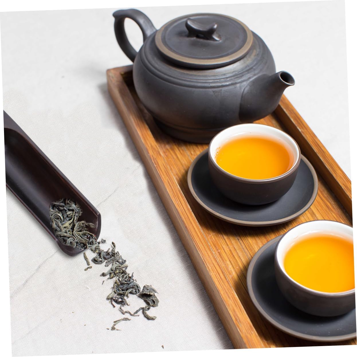 KICHOUSE Sandalwood Tea Spoon Scoop Set Fish Tail Design Tea Stirring Tool for Flour Nuts More