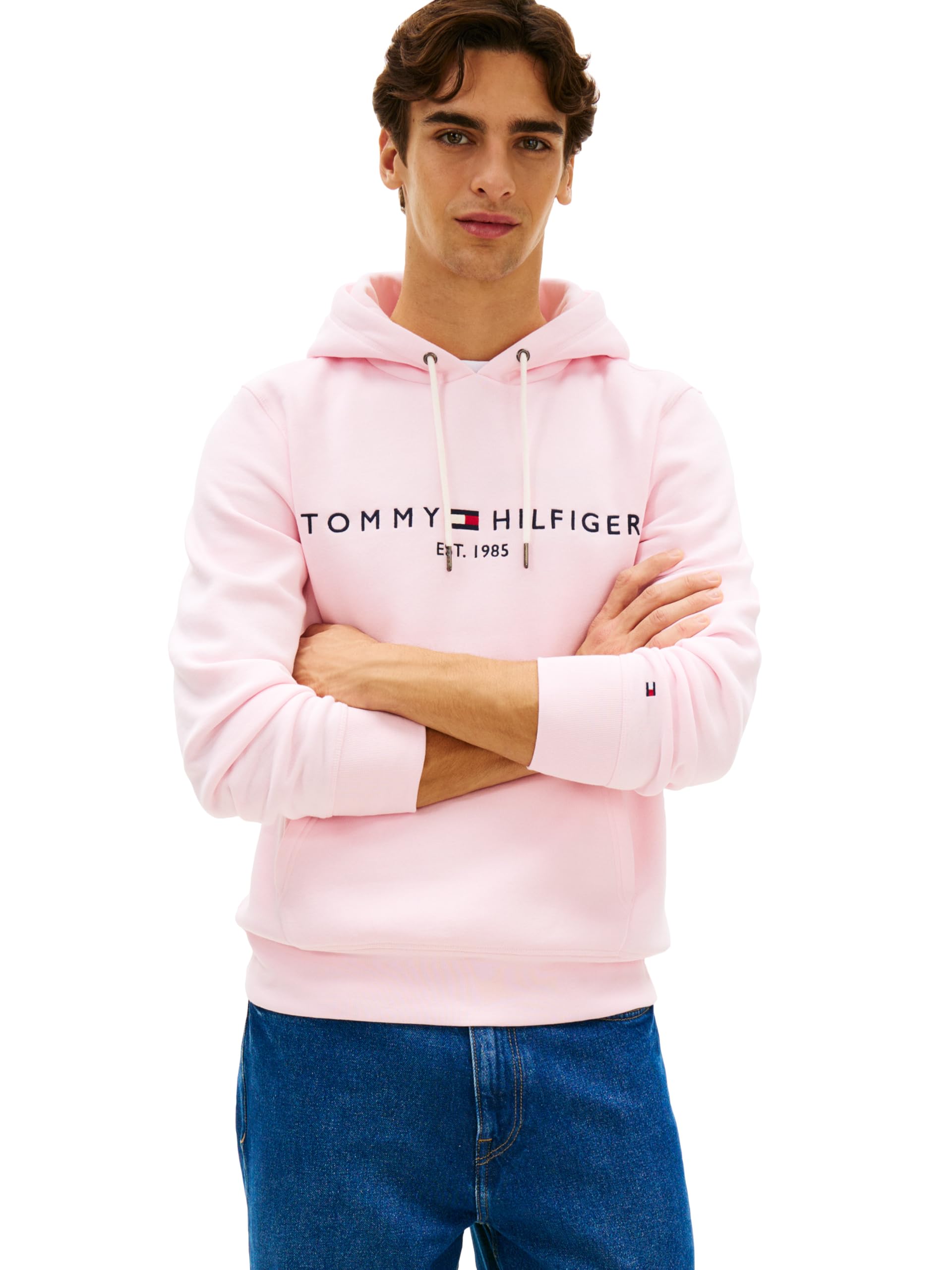 Tommy Hilfiger Men's Medium Weight Fleece Hoodie Sweatshirt With Embroidered Logo, Also Available in Big &amp; Tall