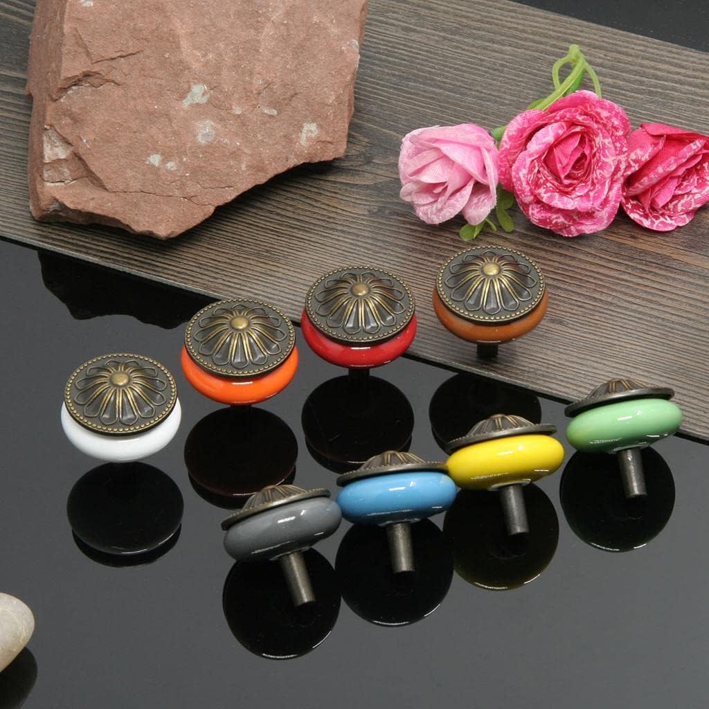 4xVintage Ceramics Round Cabinet Pull Knobs Grey