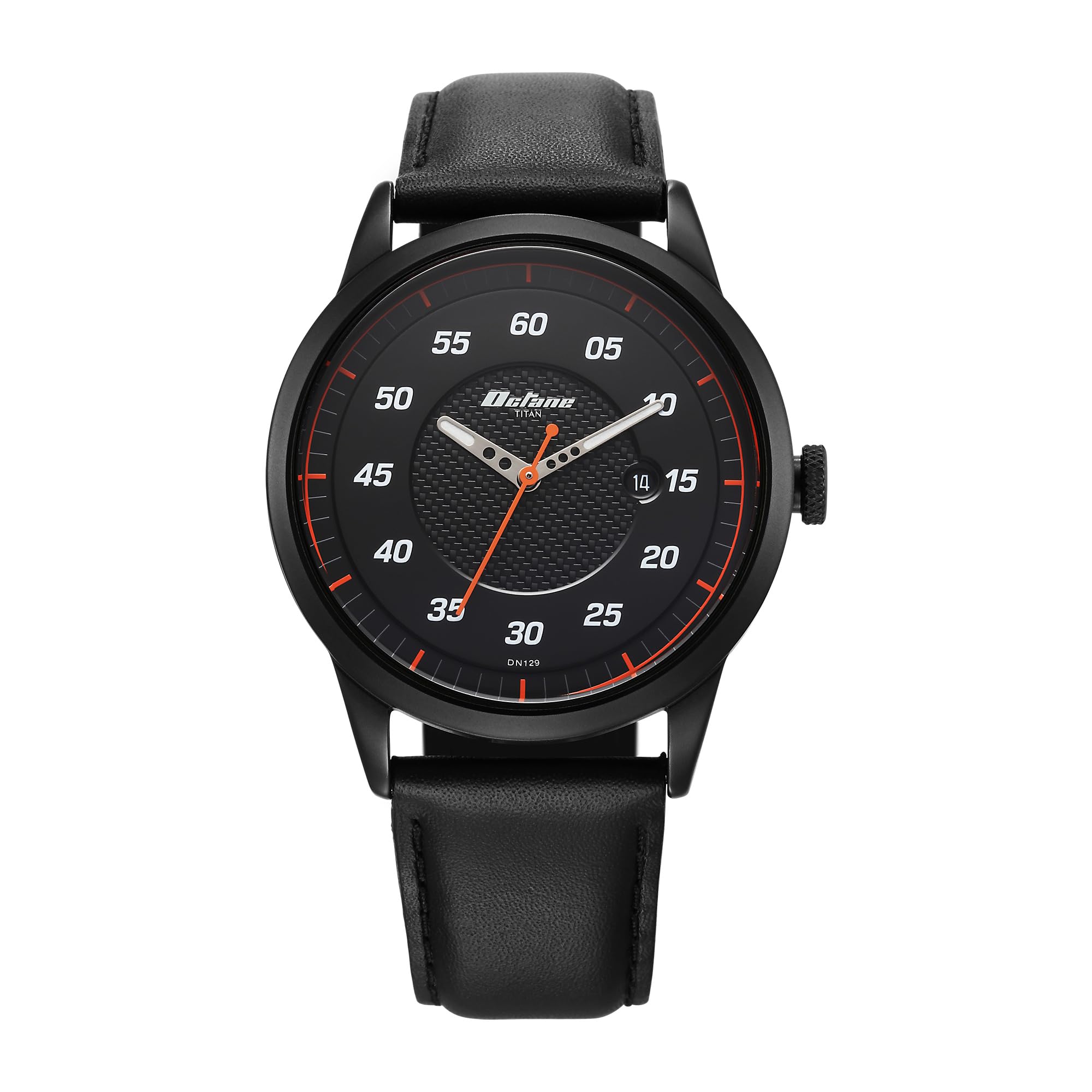 Titan Octane Quartz Analog with Date Black Dial Black Leather Strap Watch for Men - NT1806NL05-image-46